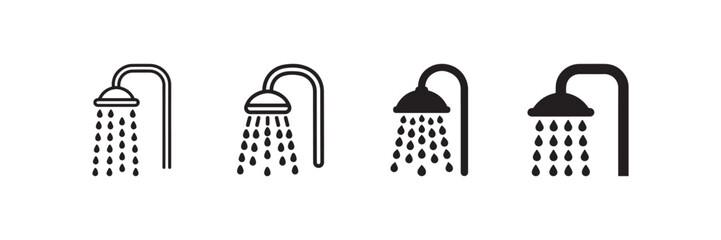 Minimalist Shower Icon Set Bathroom Water Sprinkler Vector Illustration