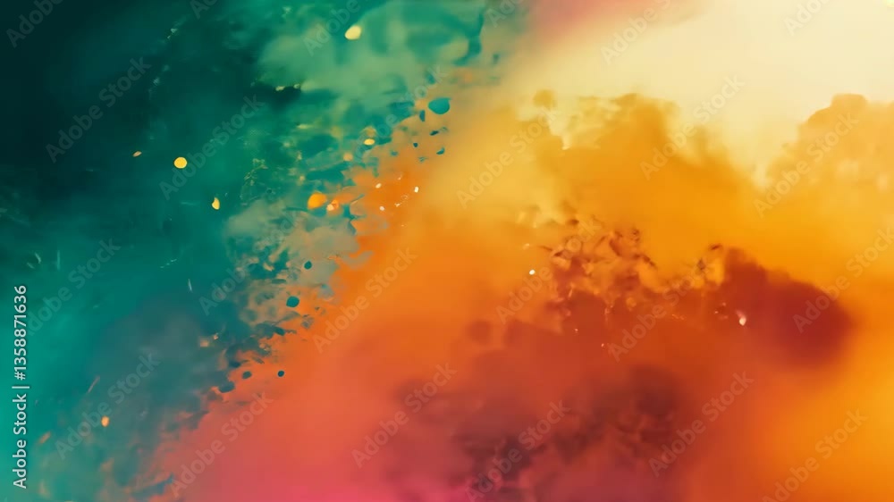 Poster abstract multicolor background with gradient paint splashes and dots