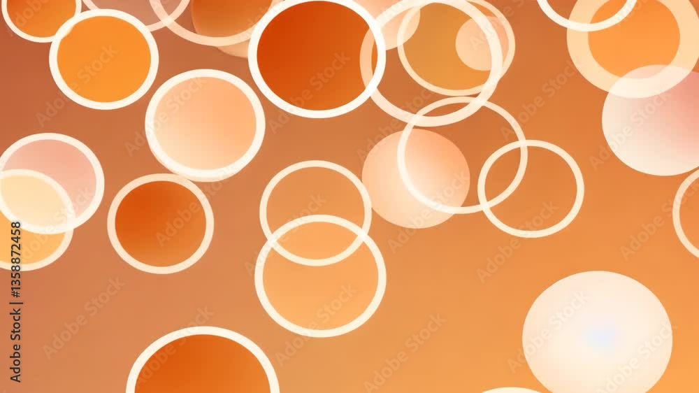 Poster abstract orange bokeh background with overlapping circles and bright highlights