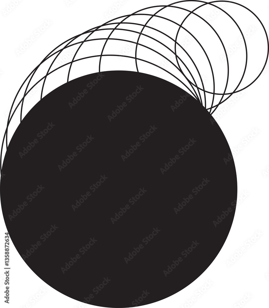 Poster Digital motion stripe line round circle design