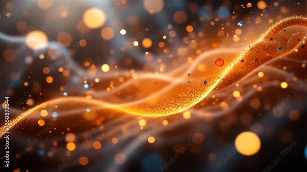 Aufkleber abstract orange light wave and bokeh effect on black background for modern design