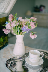 Romantic Easter Vintage Tea Time with Floral Elegance