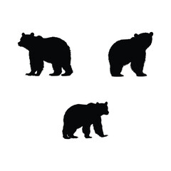 Fototapeta premium Grizzly black silhouette isolated on white background