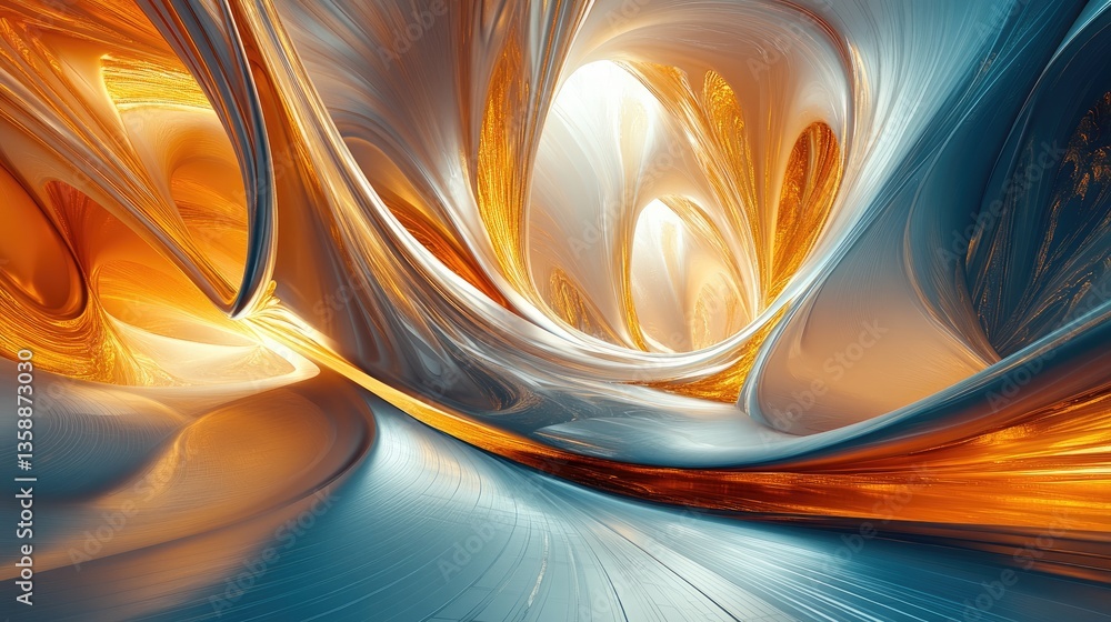 Aufkleber abstract flow of intricate patterns in warm orange and cool blue tones creating a mesmerizing digita