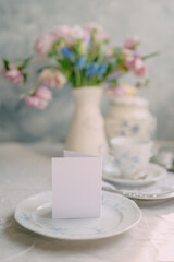 Elegant Invitation Mockup, Romantic Vintage Tea Time with Floral Elegance