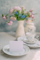 Elegant Invitation Mockup, Romantic Vintage Tea Time with Floral Elegance