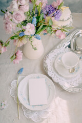 Elegant Invitation Mockup, Romantic Vintage Tea Time with Floral Elegance