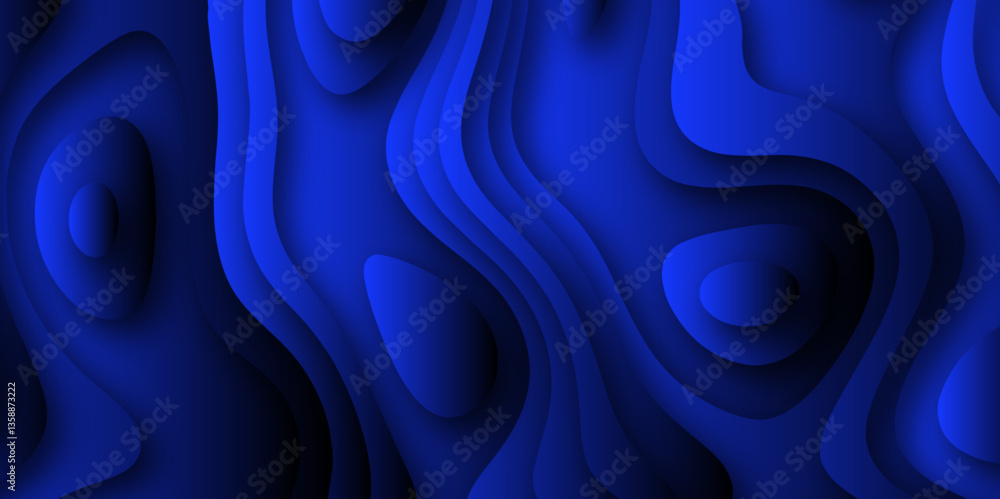 Aufkleber a vibrant blue abstract background with overlapping waves and smooth transitions for a modern. dark 