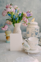 Elegant Invitation Mockup, Romantic Vintage Tea Time with Floral Elegance