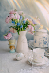 Romantic Easter Vintage Tea Time with Floral Elegance