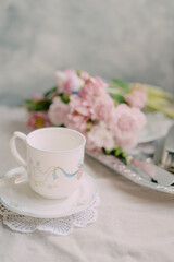 Romantic Easter Vintage Tea Time with Floral Elegance