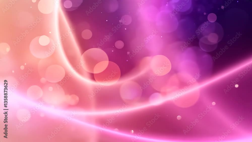 Aufkleber abstract pink and purple bokeh background with glowing light streaks and particle effect