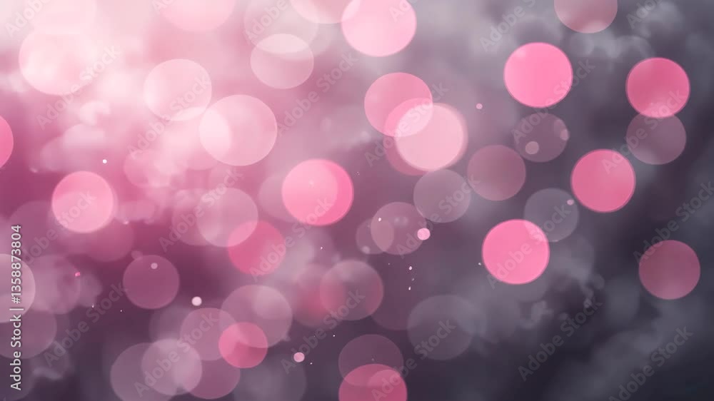 Aufkleber abstract pink bokeh background with sparkling particles against smoky backdrop