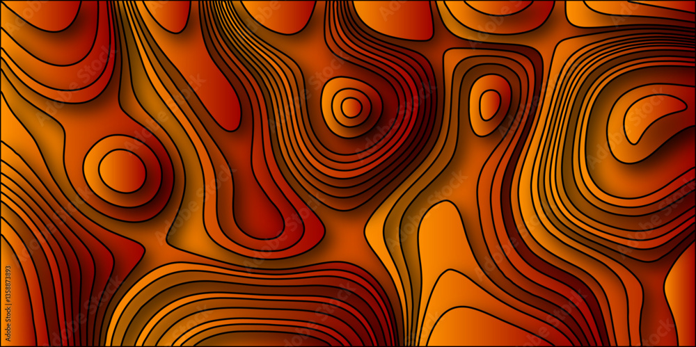 Poster abstract gradient orange papercut background with wave. abstract luxurious colorful paper cut shapes