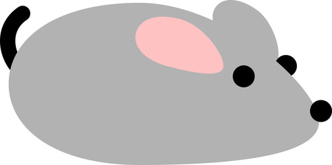 Gray cute mouse doodle icon PNG
