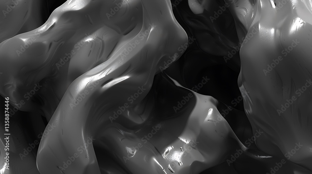 Aufkleber smooth reflective abstract shapes displayed in monochromatic detail