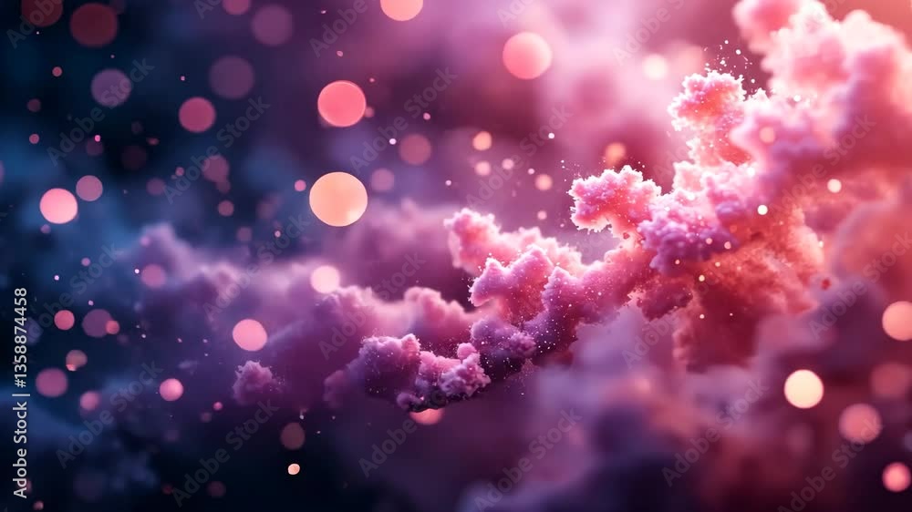 Aufkleber abstract pink clouds with bokeh lights and purple background creating a dreamy atmosphere