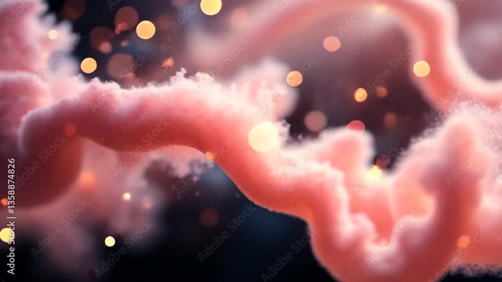 Poster abstract pink organic shape with bokeh lights and dark background creating dreamlike atmosphere