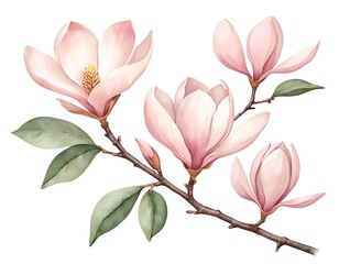 Obraz premium Pink Magnolia Blossoms Branch