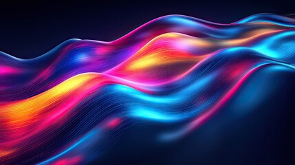 Abstract Technology Glowing Neon Data Streams, Digital Information Flow in Vibrant Colors --