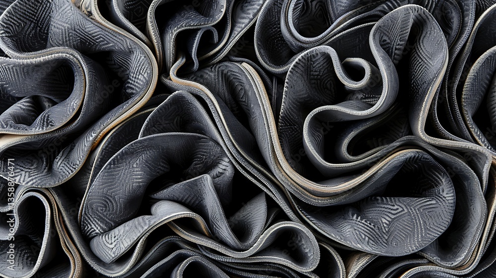 Poster abstract textile folds showing patterns and curving textured forms