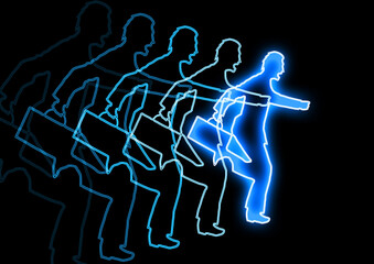 ビジネスの概念で走るビジネスマンのシルエットイラスト