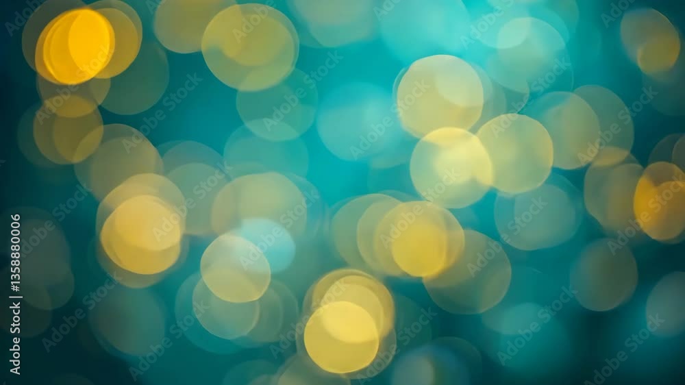 Poster abstract teal background with golden bokeh lights creating dreamy atmosphere