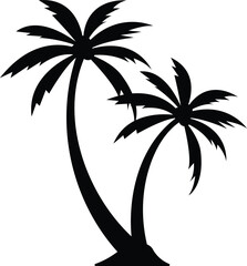 A Palm Tree Icon Silhouette Illustration on White Background.
