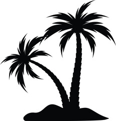 A Palm Tree Icon Silhouette Illustration on White Background.
