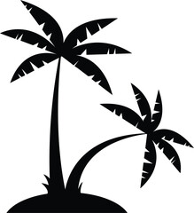 A Palm Tree Icon Silhouette Illustration on White Background.