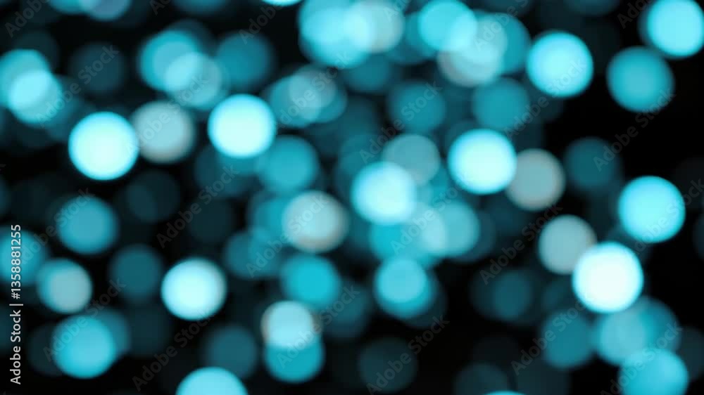 Aufkleber abstract turquoise bokeh lights on black background in defocused display of circular brightness