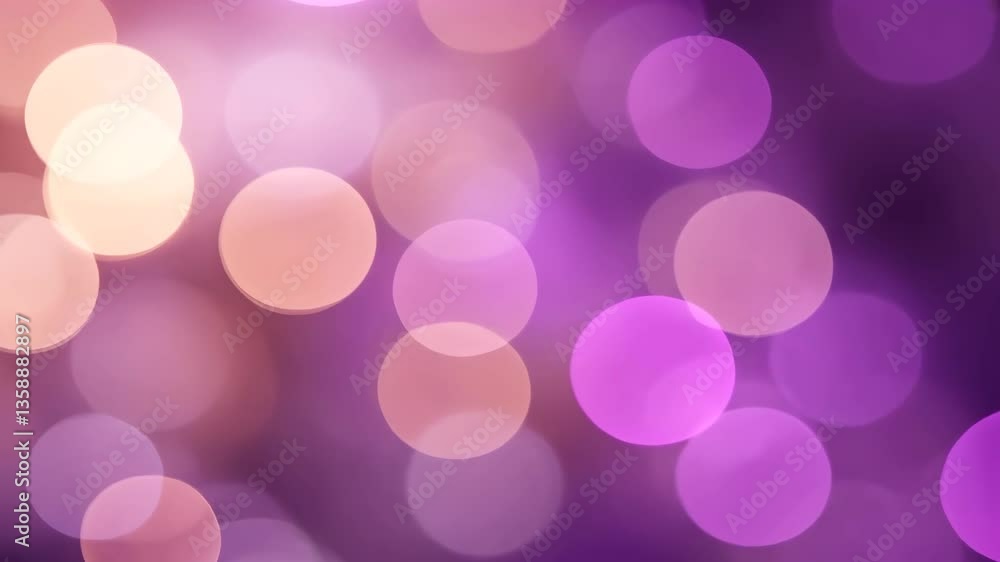 Poster blurred abstract bokeh background featuring soft purple and orange light circles for festive design