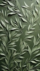 Fototapeta premium Olive leaf bas relief pattern art plant green.