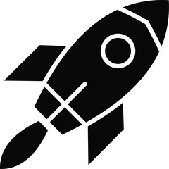 A Simple Space Rocket Icon Silhouette Vector Illustration on White Background.