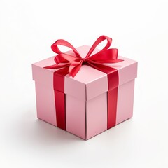 Obraz premium Pink Gift Box with Red Ribbon