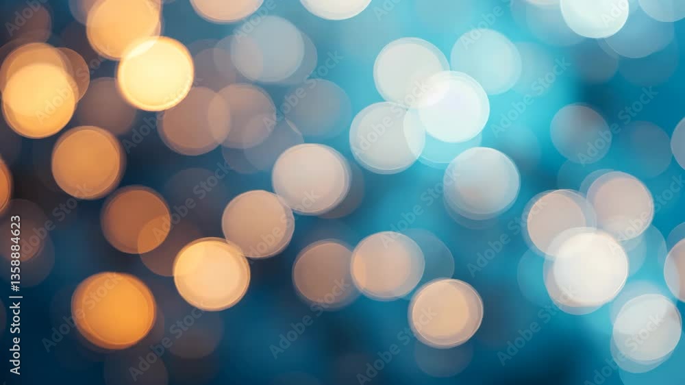Poster blurred golden and white bokeh lights on teal background creating abstract texture