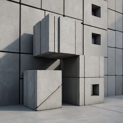 Abstract Concrete Cubes and Wall