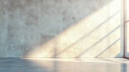 Sunlit Concrete Room Interior Design: Minimalist Modern Space with Large Window