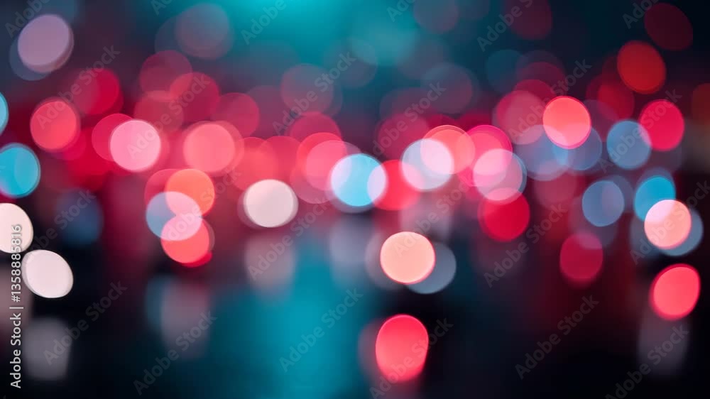 Poster blurred red and blue bokeh lights on dark surface abstract background