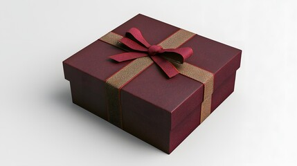 Elegant Red Gift Box with Decorative Bow on a Soft Gray Background for Holiday Celebrations