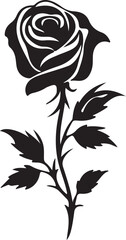 A Simple Rose with Leaves Vector Illustration on white Background.