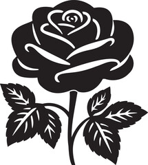 A Simple Rose with Leaves Vector Illustration on white Background.