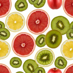 Fototapeta premium Colorful Fruit Slices Seamless Pattern