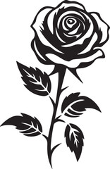 A Simple Rose with Leaves Vector Illustration on white Background.