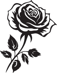 A Simple Rose with Leaves Vector Illustration on white Background.