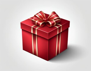 Obraz premium Red Gift Box with Gold Ribbon