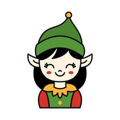 Cute elf girl in green red costume