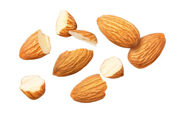 almonds on white background