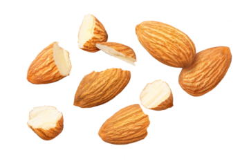 almonds on white background