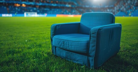 Obraz premium A cozy chair on a lively sports field